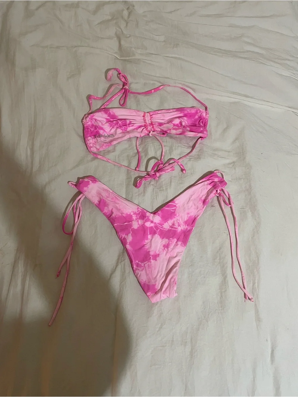 Frankie’s Bikinis x Sofia Richie Pink Tie-Dye Halter Bikini Set - Women Swim